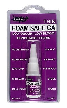 Ickysticky Hobby CA Foam Safe Glue Thin 20gm