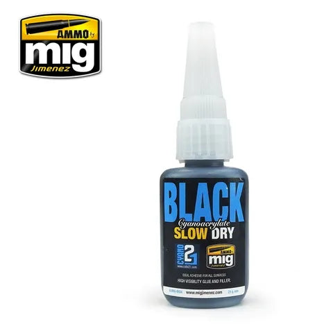 AMMO Glues CYANOACRYLATE BLACK SLOW DRY 20ML AMIG8034