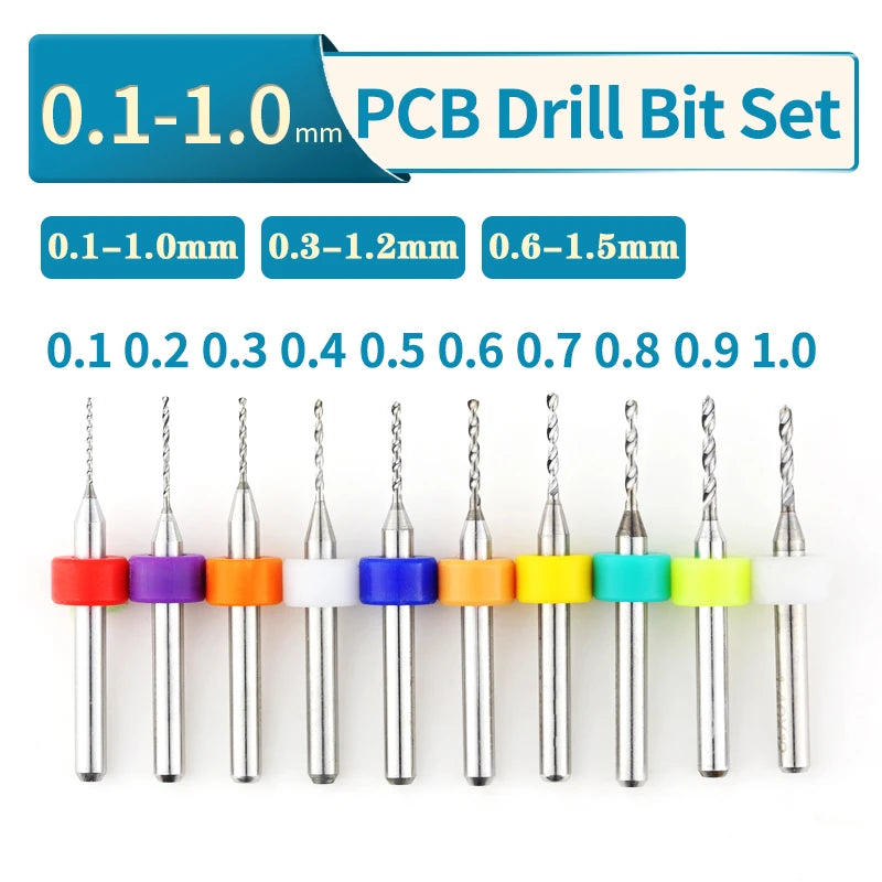 Carbide Micro Drill Bits 10pce (0.1-1.0mm)