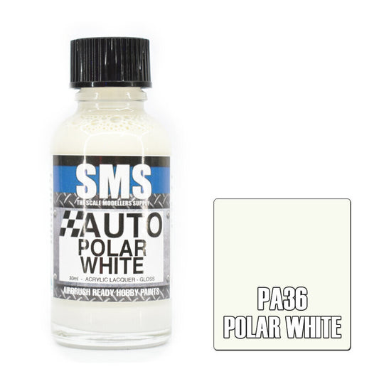 SMS Auto Colour Premium Acrylic Lacquer POLAR WHITE 30ml PA36