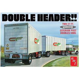 1:25 AMT Double Header Tandem Truck Trailers Plastic Kit