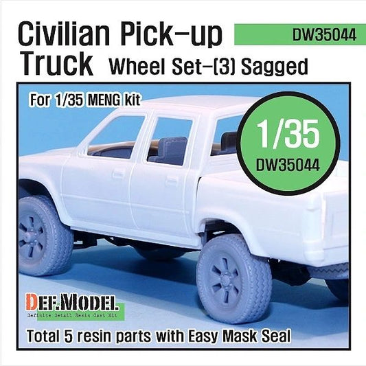 Def Model 1/35 Civilian Pick Up Wheel Set (sagged) Set 3