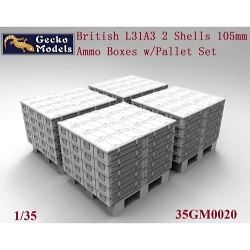 Gecko Models 1/35 British L31A3 2 Shells 105mm Ammo Boxes W/Pellet Set