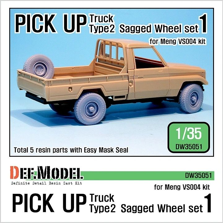 Def Model 1/35 Civilian Pick Up Type 2 Wheel Set (sagged) Set 1