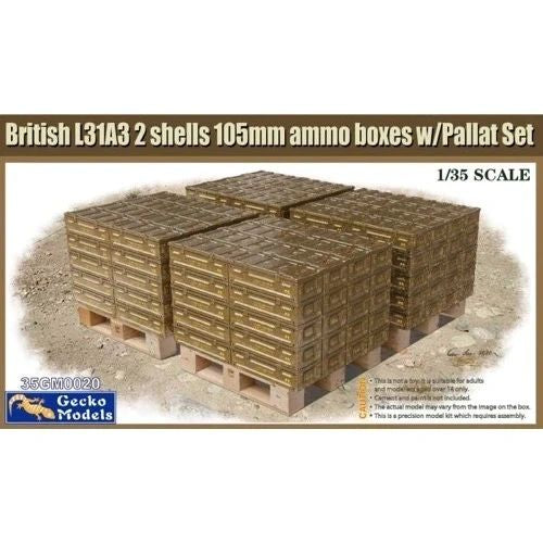 Gecko Models 1/35 British L31A3 2 Shells 105mm Ammo Boxes W/Pellet Set
