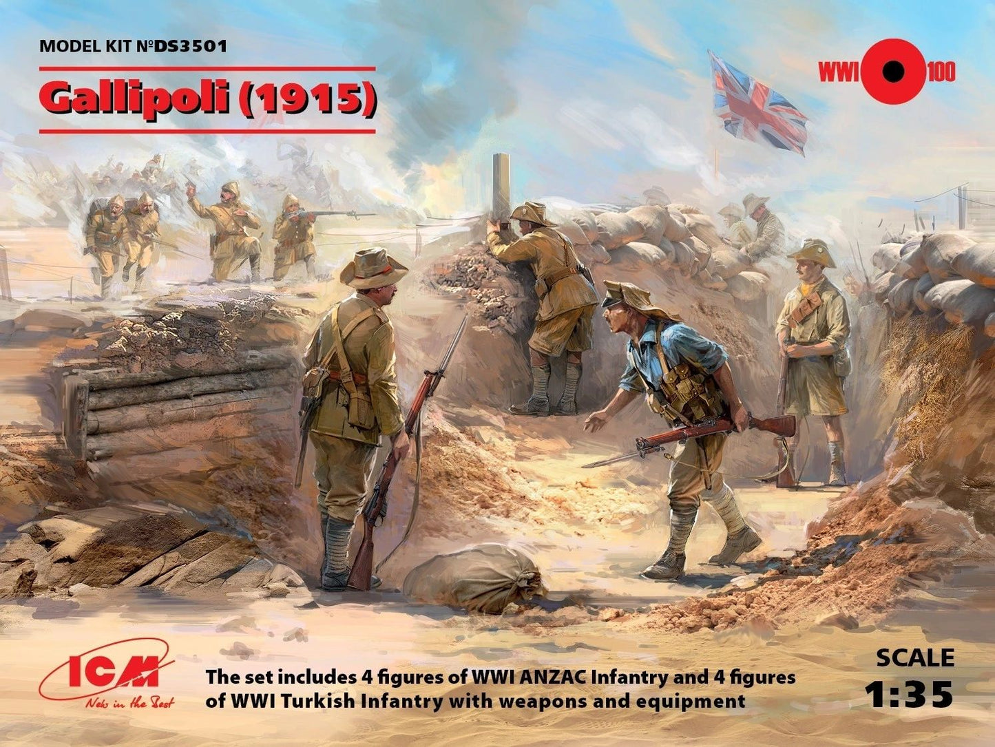 ICM 1/35 Gallipoli 1915 (4 Turkish/4 ANZAC Figures)
